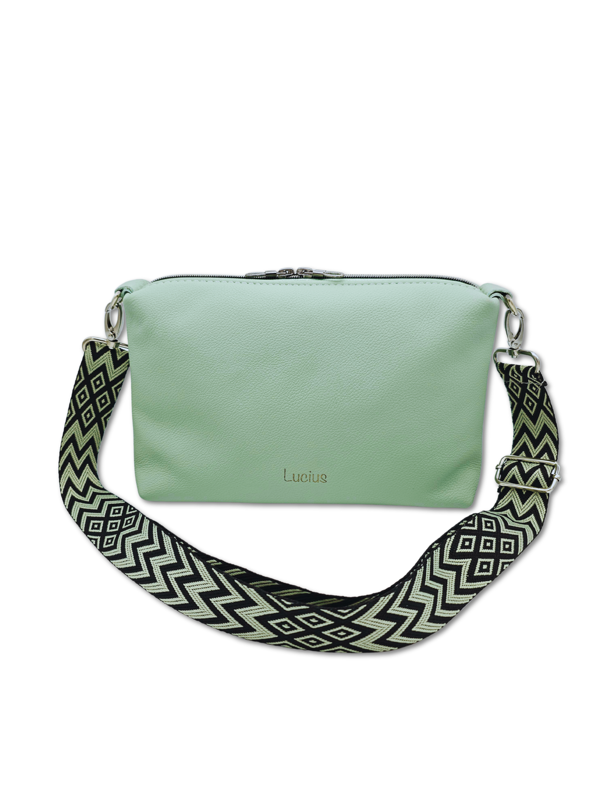 Lederhandtasche Anke in Salbei & Schwarz