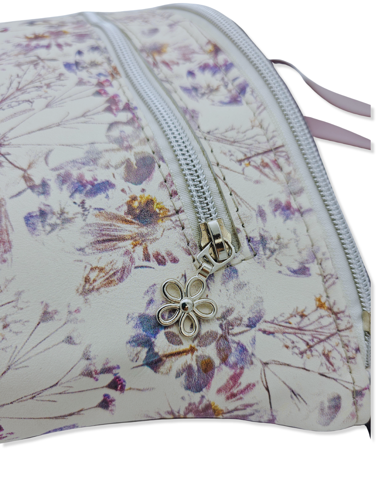 Crossbody Bag Big Clivia in Cremebeige mit Blumen & Bordeaux
