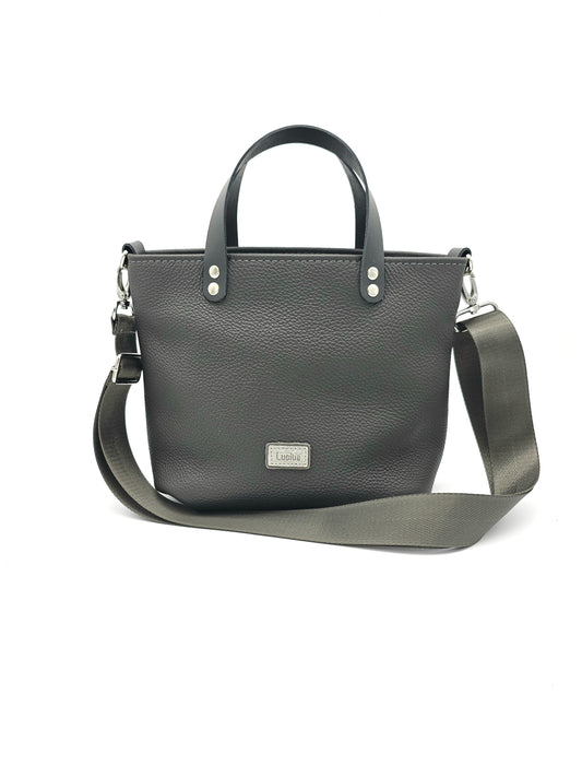 Ledertasche Karin in Dunkelgrau, handgefertigt aus Echtleder