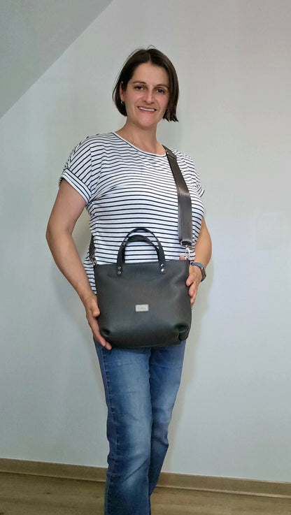 Dunkelgraue LUCIUS Ledertasche als Crossbody