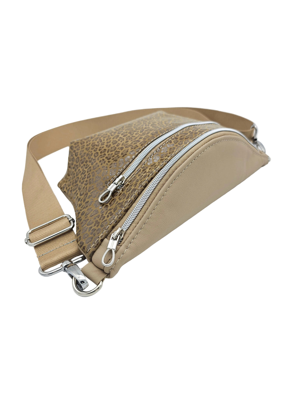 Crossbody Bag Big Clivia in Leo Braun & Sandbeige