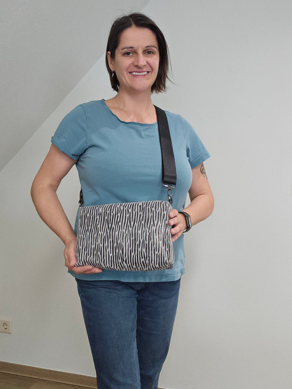 Lederhandtasche Anke in Zebra-Optik
