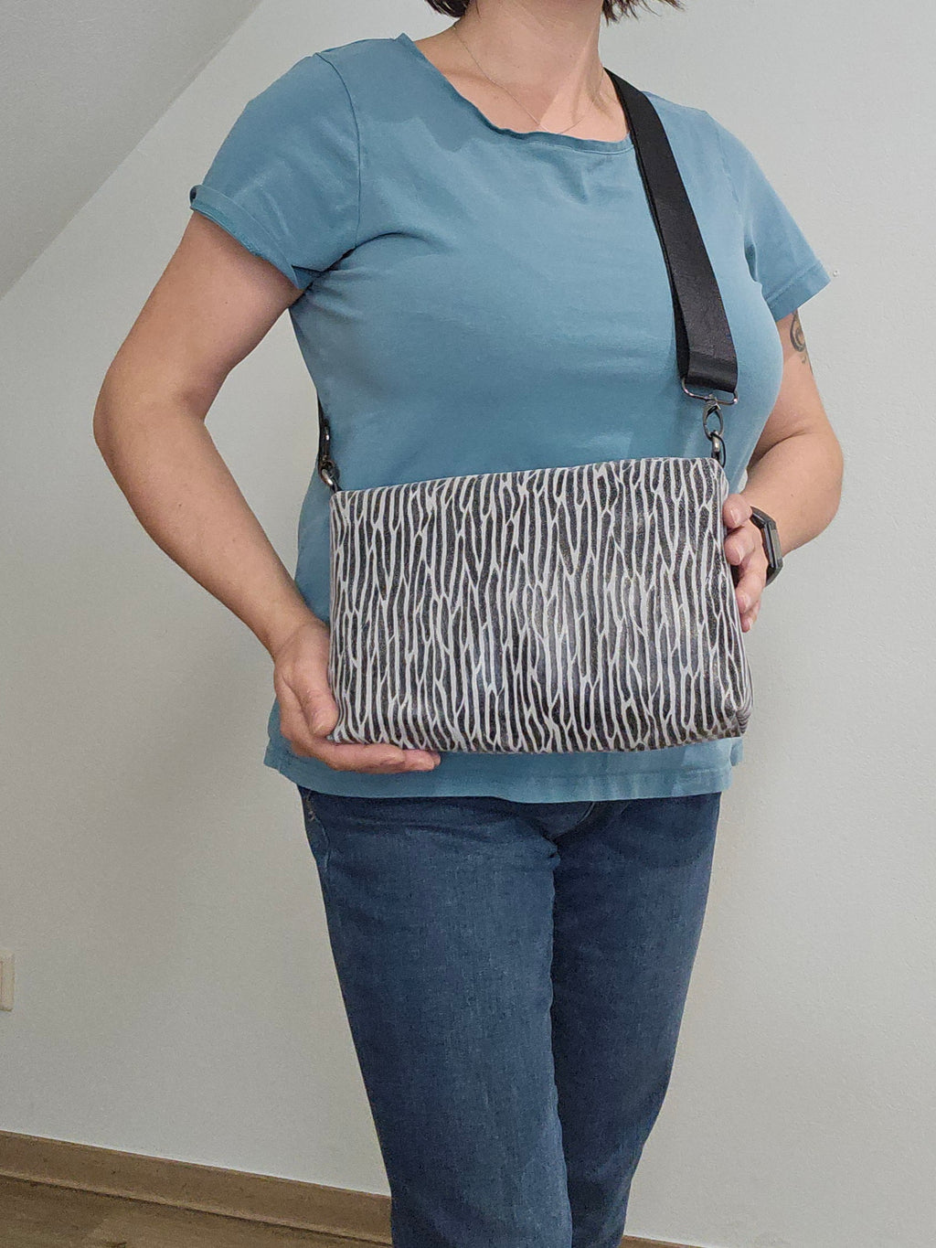 Lederhandtasche Anke in Zebra-Optik
