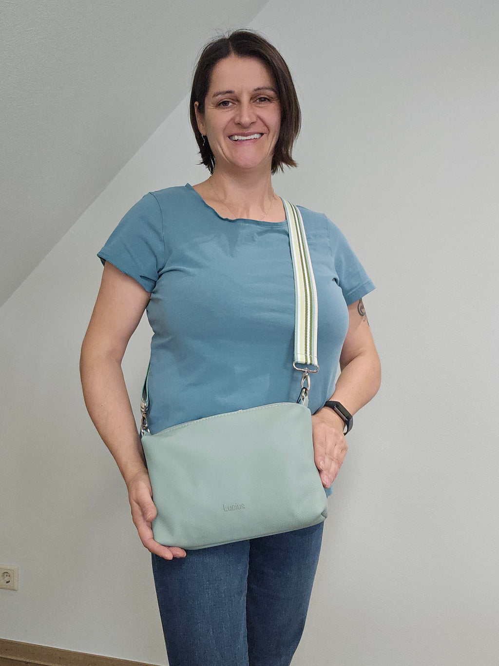 Lederhandtasche Anke in Salbei