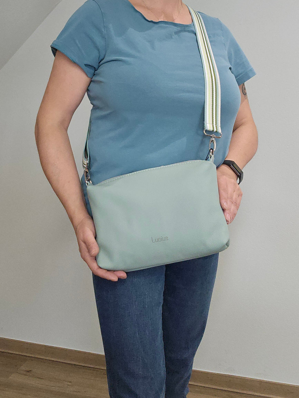 Lederhandtasche Anke in Salbei