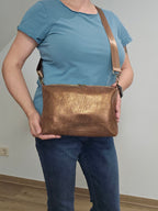 Lederhandtasche Anke in Bronze Struktur