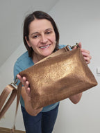 Lederhandtasche Anke in Bronze Struktur