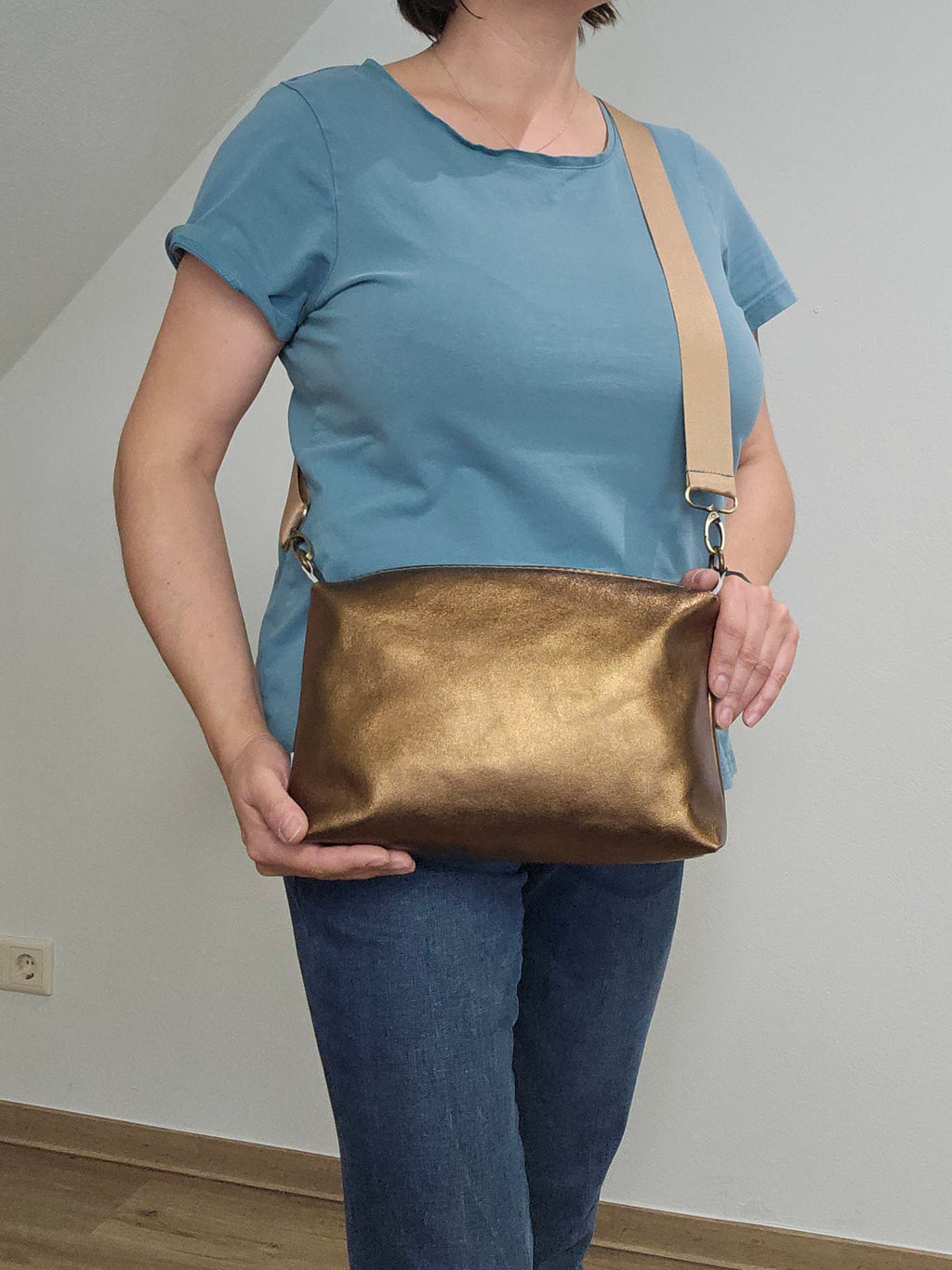 Lederhandtasche Anke in Bronze Glatt