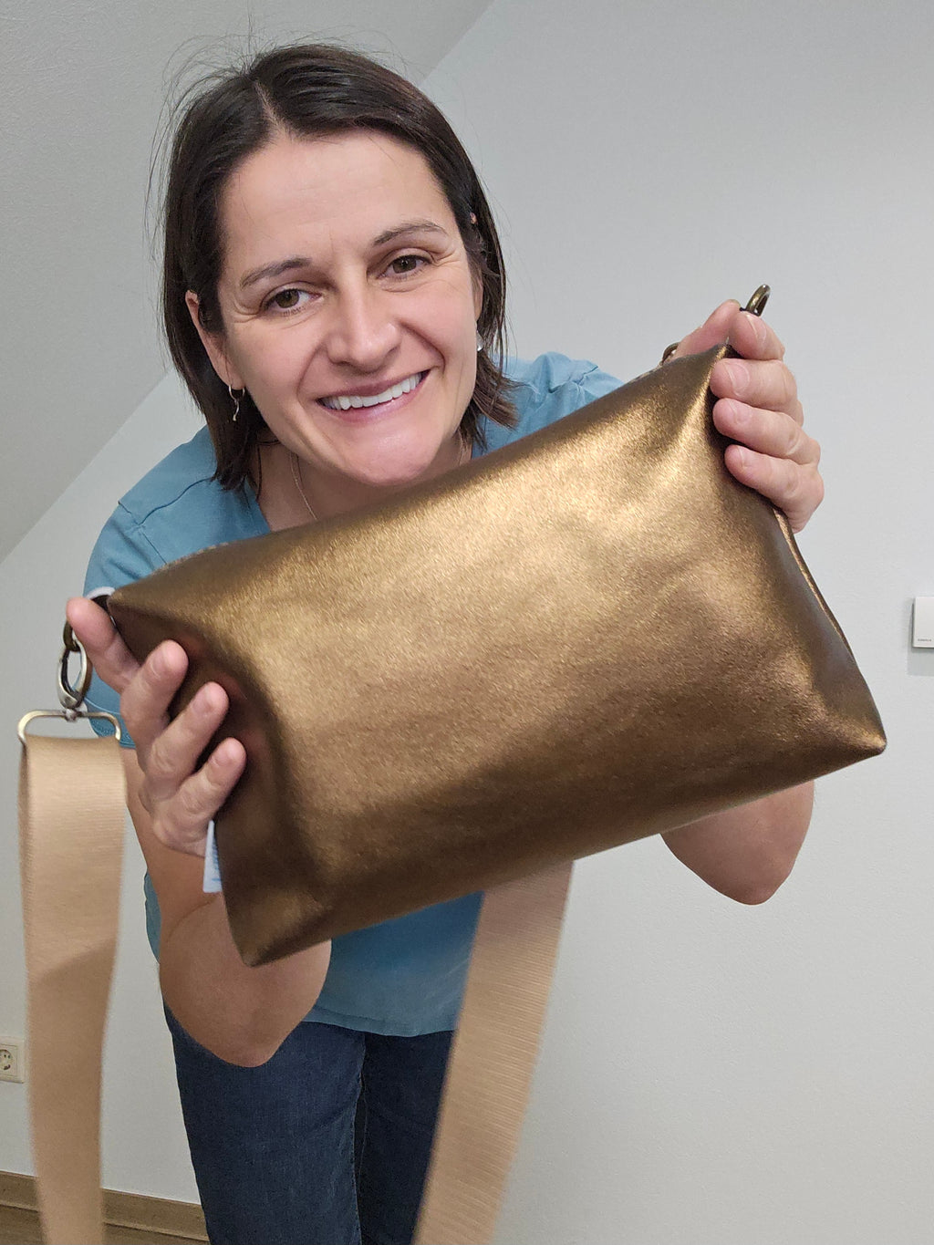 Lederhandtasche Anke in Bronze Glatt