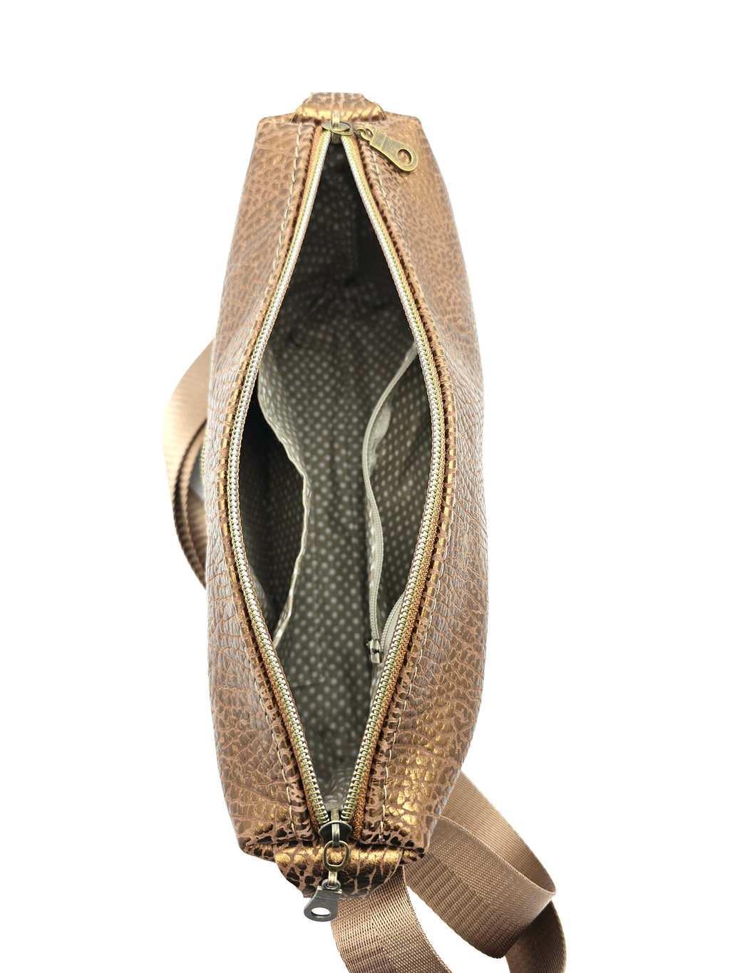 Lederhandtasche Anke in Bronze Struktur