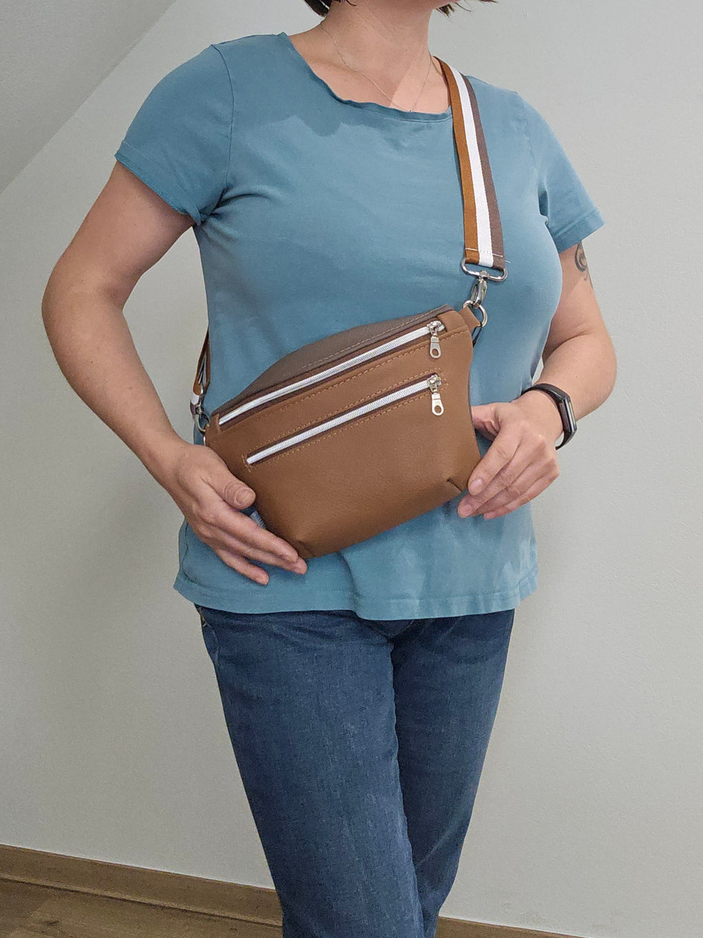 Crossbody Bag Clivia in Cognac & Nougatbraun