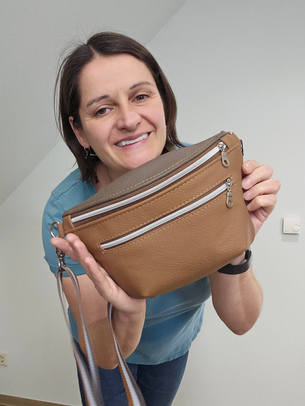 Crossbody Bag Clivia in Cognac & Nougatbraun