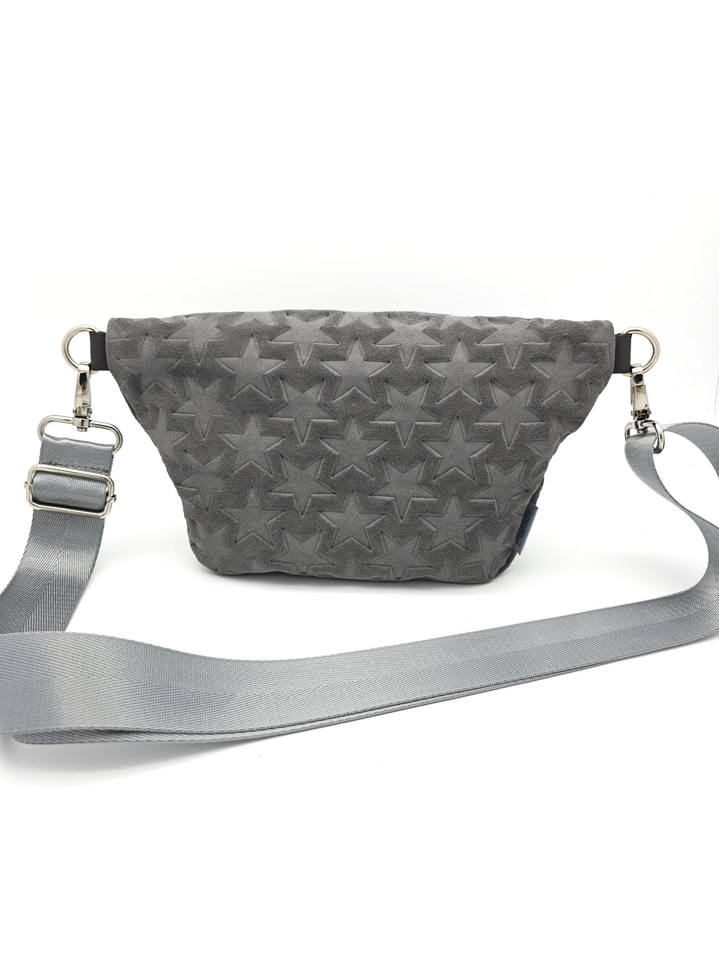 Crossbody Bag Clivia in Veloursleder Grau mit Sternprägung