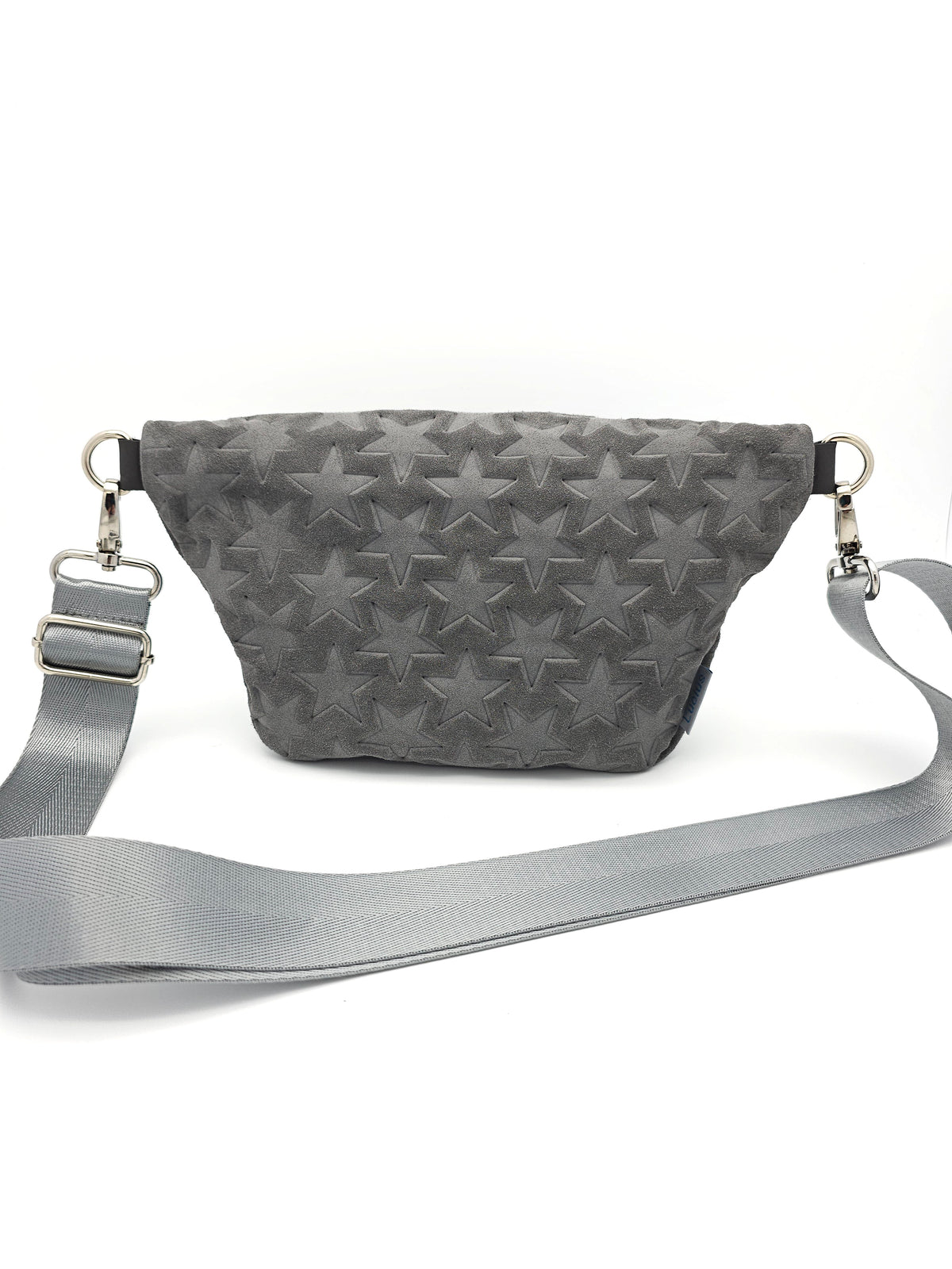 Crossbody Bag Clivia in Veloursleder Grau mit Sternprägung