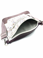 Crossbody Bag Big Clivia in Cremebeige mit Blumen & Bordeaux