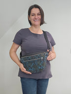 Crossbody Bag Big Clivia Veloursleder Leo Multicolor & Schwarz