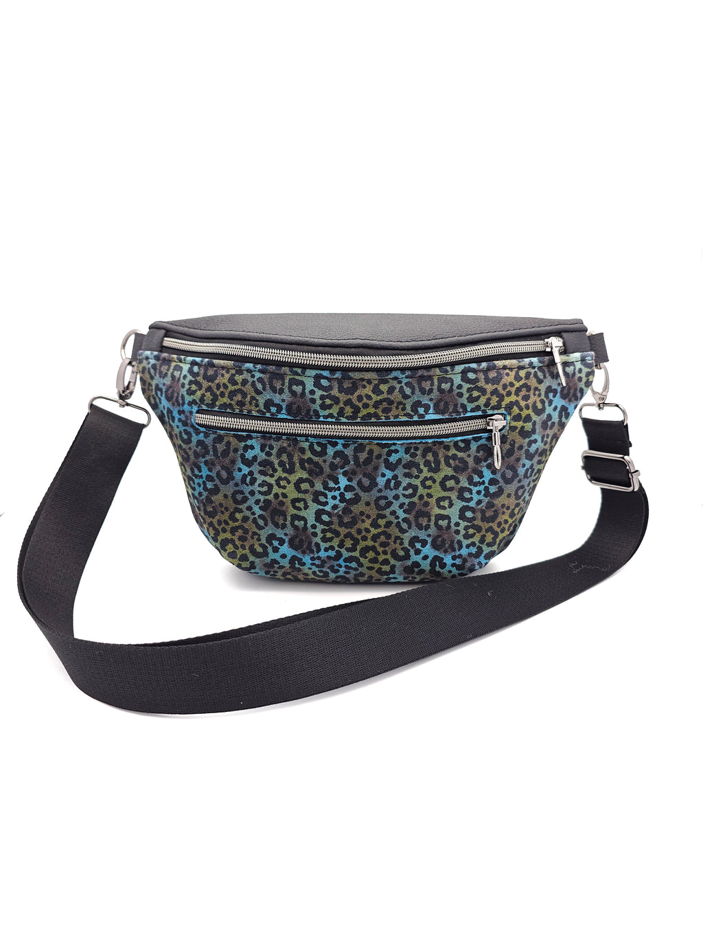Crossbody Bag Big Clivia Veloursleder Leo Multicolor & Schwarz