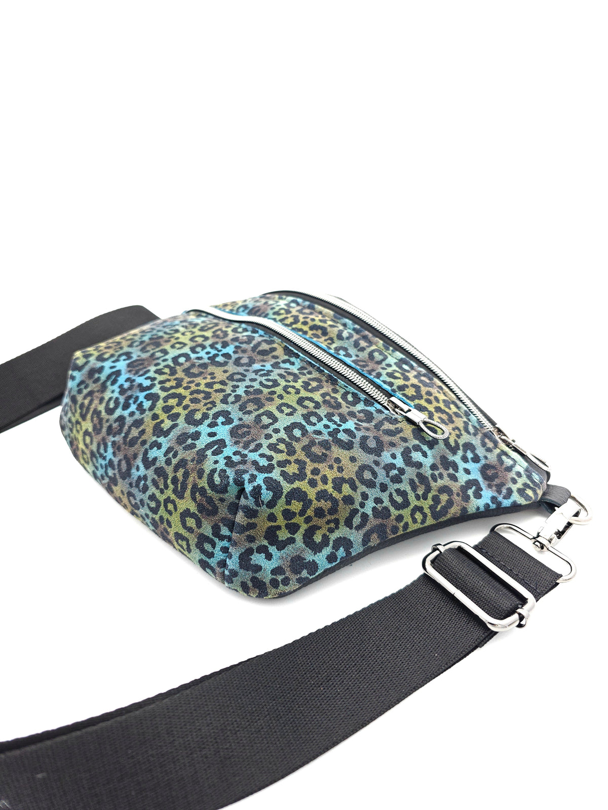 Crossbody Bag Big Clivia Veloursleder Leo Multicolor & Schwarz