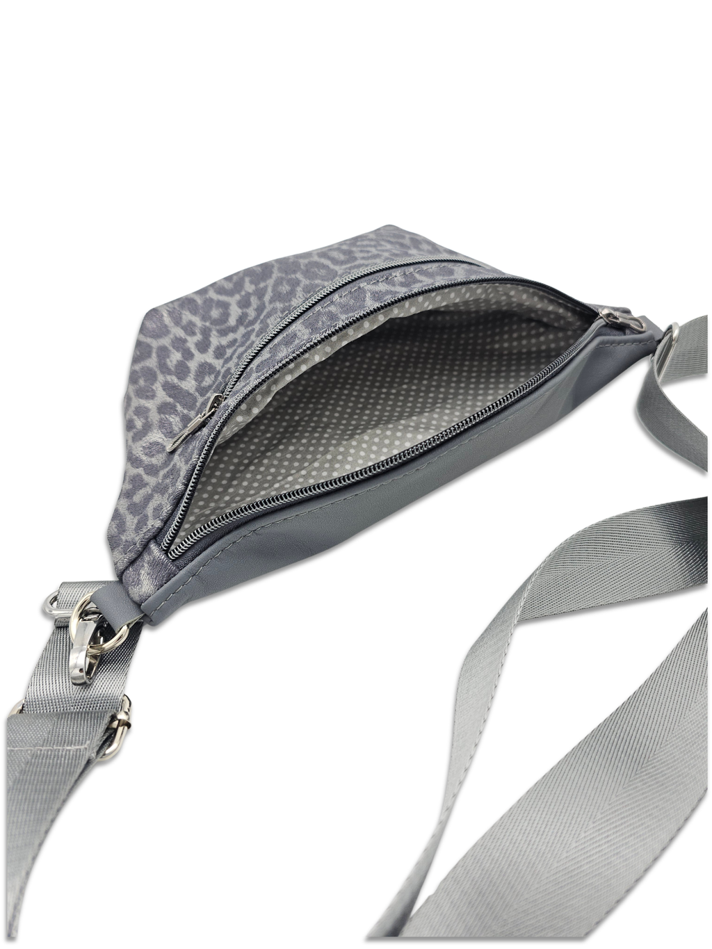 Crossbody Bag Big Clivia in Leo Silber & Grau