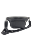Crossbody Bag Big Clivia in Strukturleder mit Reptilprägung Schwarz