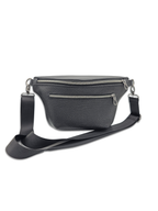 Crossbody Bag Big Clivia in Strukturleder mit Reptilprägung Schwarz