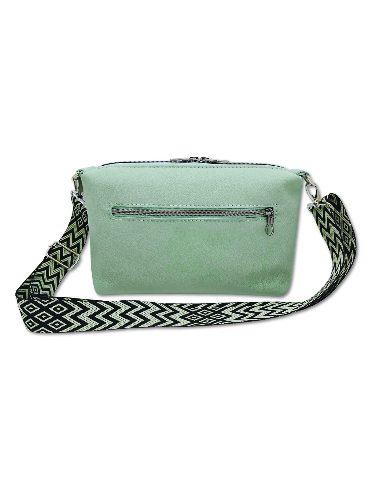 Lederhandtasche Anke in Salbei & Schwarz
