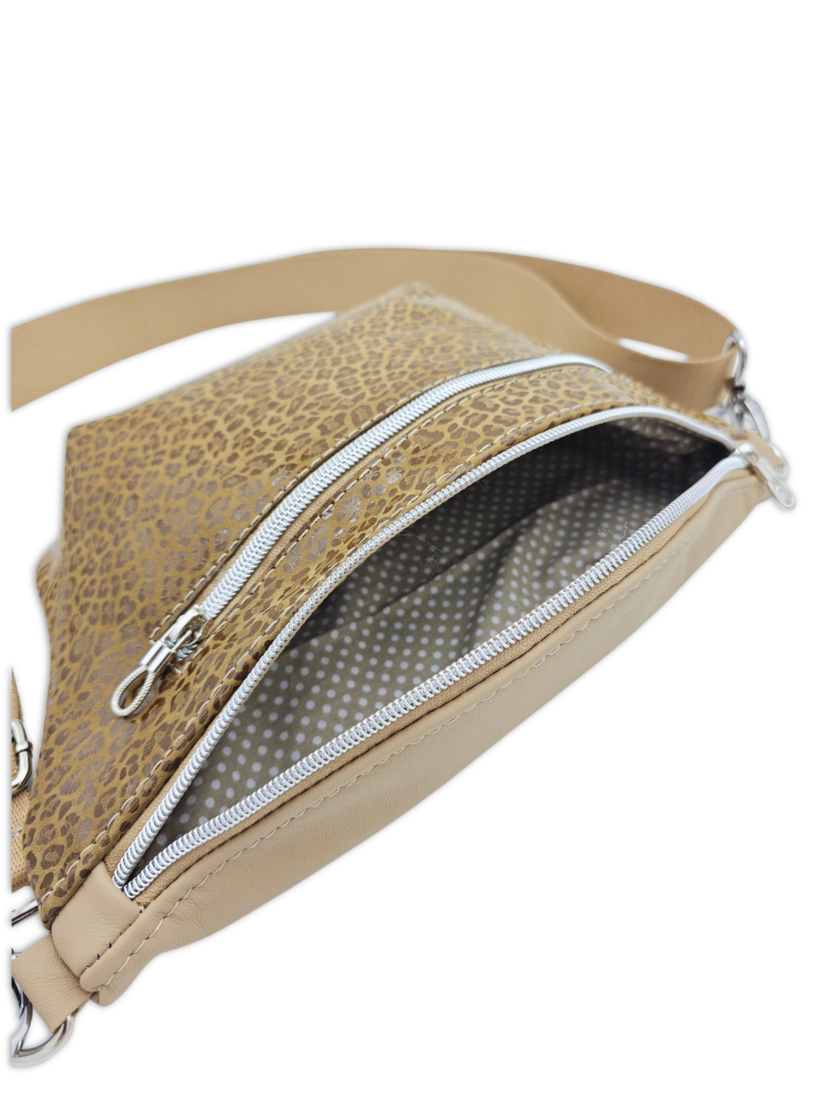 Crossbody Bag Big Clivia in Leo Braun & Sandbeige
