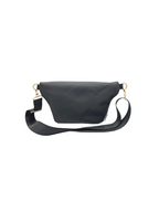 Crossbody Bag Big Clivia in Strukturleder mit Reptilprägung Schwarz & Golddetails