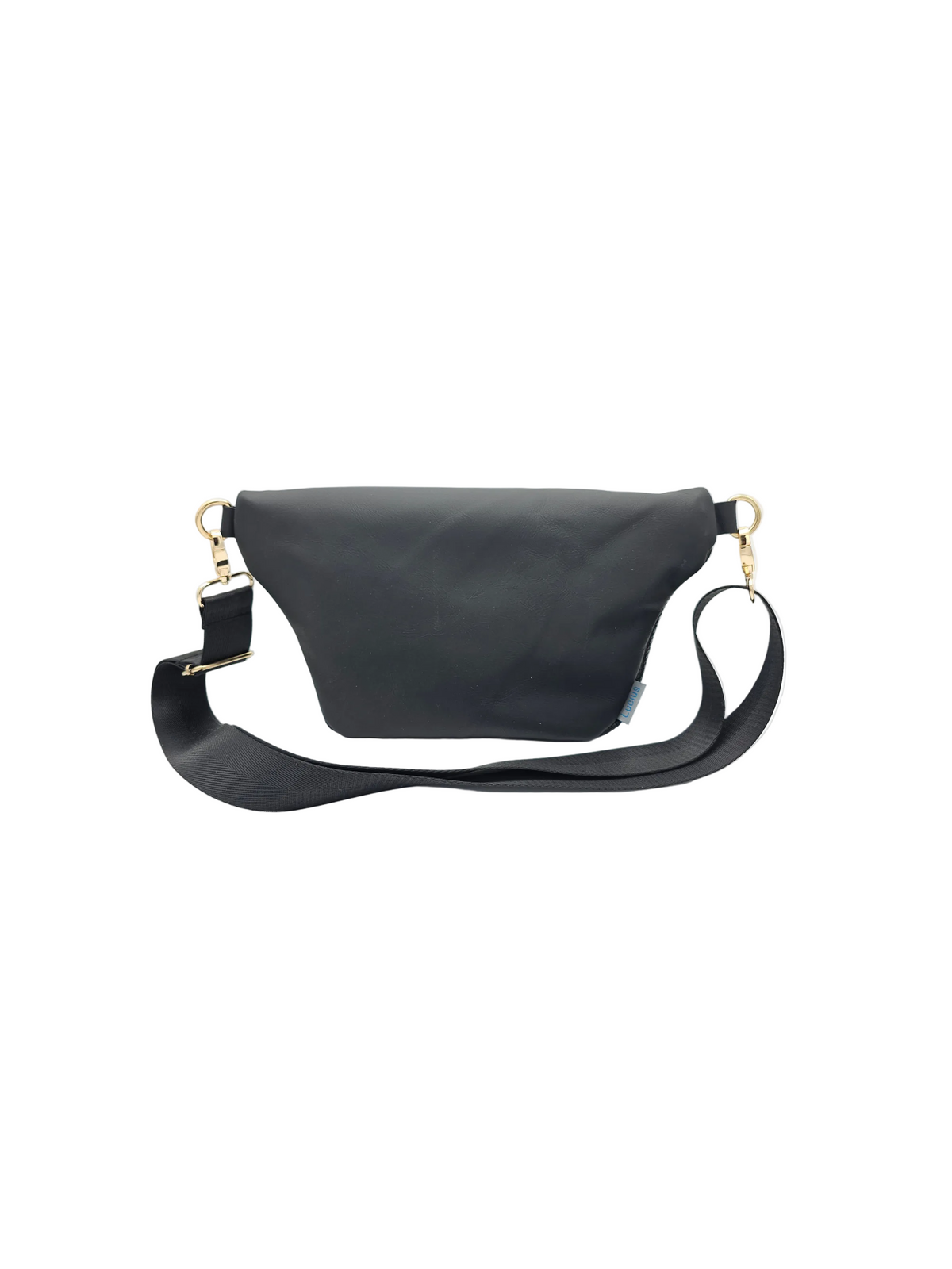 Crossbody Bag Big Clivia in Strukturleder mit Reptilprägung Schwarz & Golddetails
