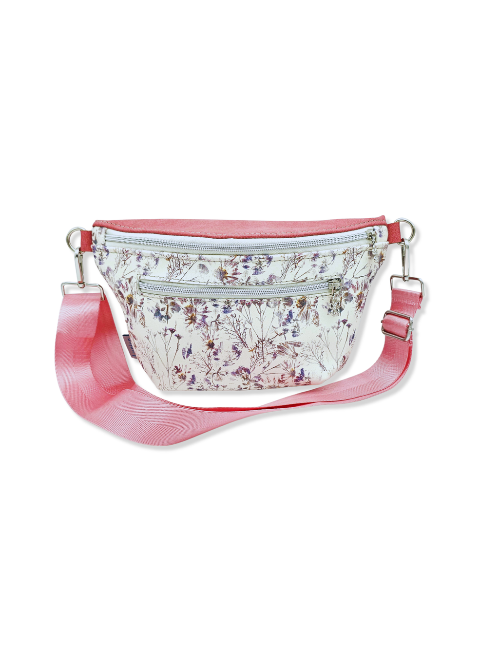 Crossbody Bag Big Clivia in Cremebeige mit Blumen & Altrosa