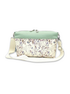 Lederhandtasche Anke in Cremebeige mit Blumen & Salbei