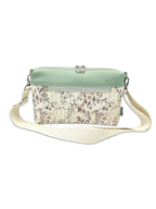 Lederhandtasche Anke in Cremebeige mit Blumen & Salbei