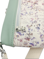 Lederhandtasche Anke in Cremebeige mit Blumen & Salbei
