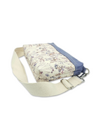 Lederhandtasche Anke in Cremebeige mit Blumen & Hellblau