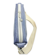 Lederhandtasche Anke in Cremebeige mit Blumen & Hellblau