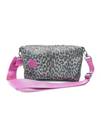 Lederhandtasche Anke im Leo-Look in Silber & Pink