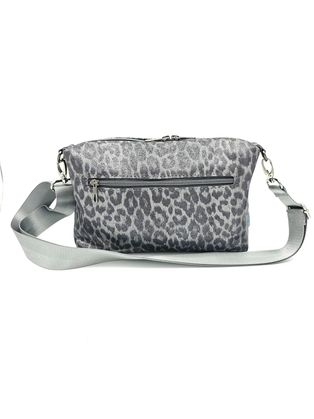 Lederhandtasche Anke im Leo-Look in Silber