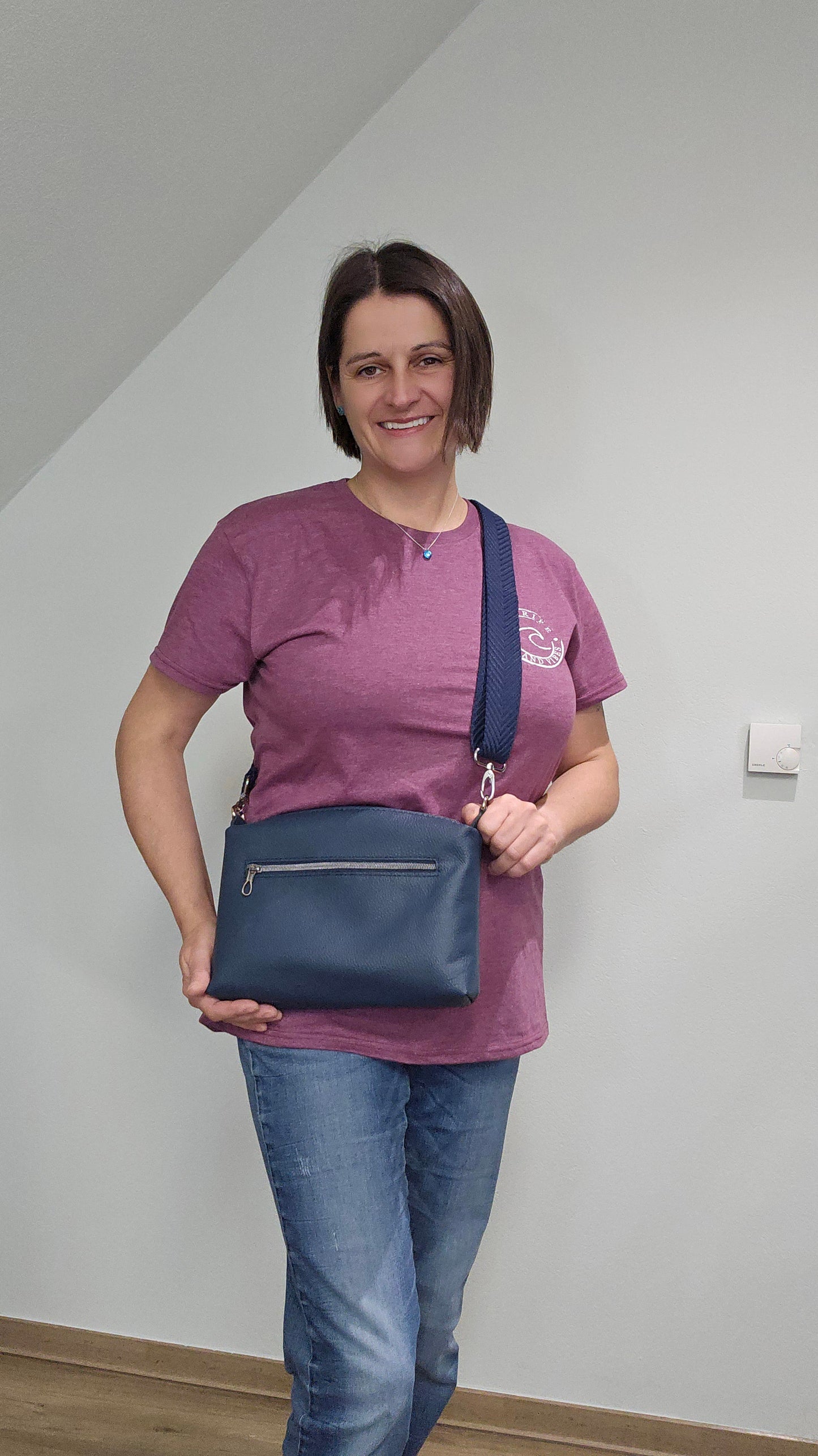 Lederhandtasche Anke in Dunkelblau