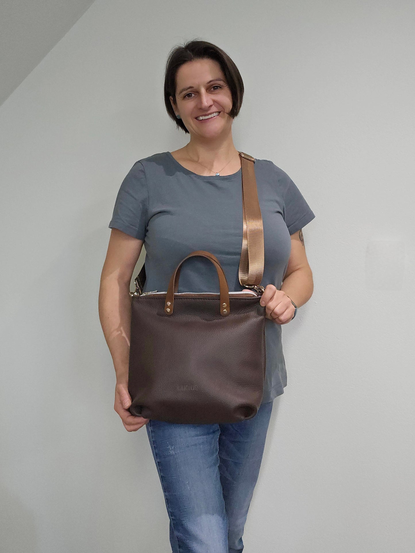 Totebag Katja in Dunkelbraun & Cognac