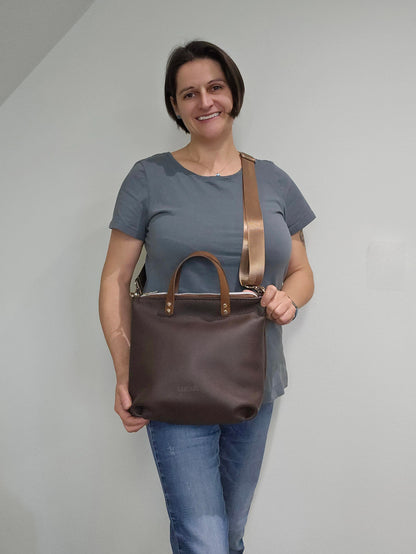 Totebag Katja in Dunkelbraun & Cognac