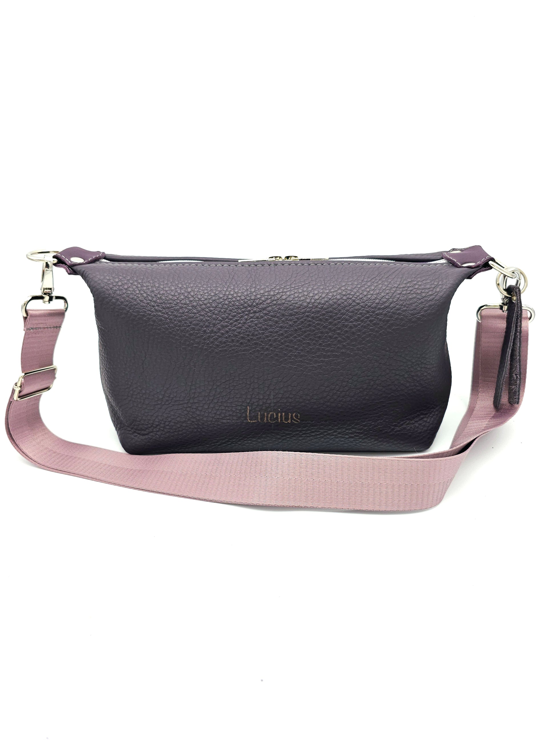 Ledertasche Petra in Aubergine, Front 
