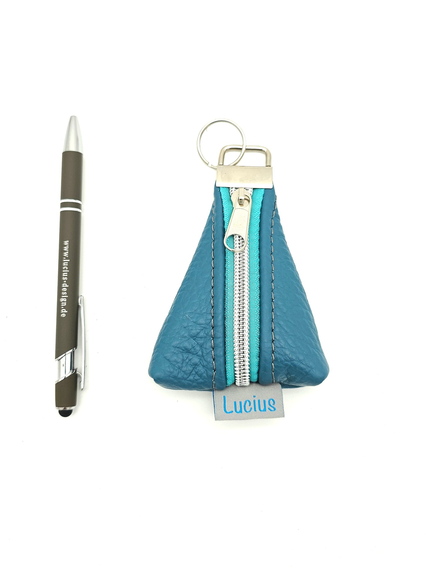 Schlüsselanhänger oder Taschenbaumler in Petrol - Silber