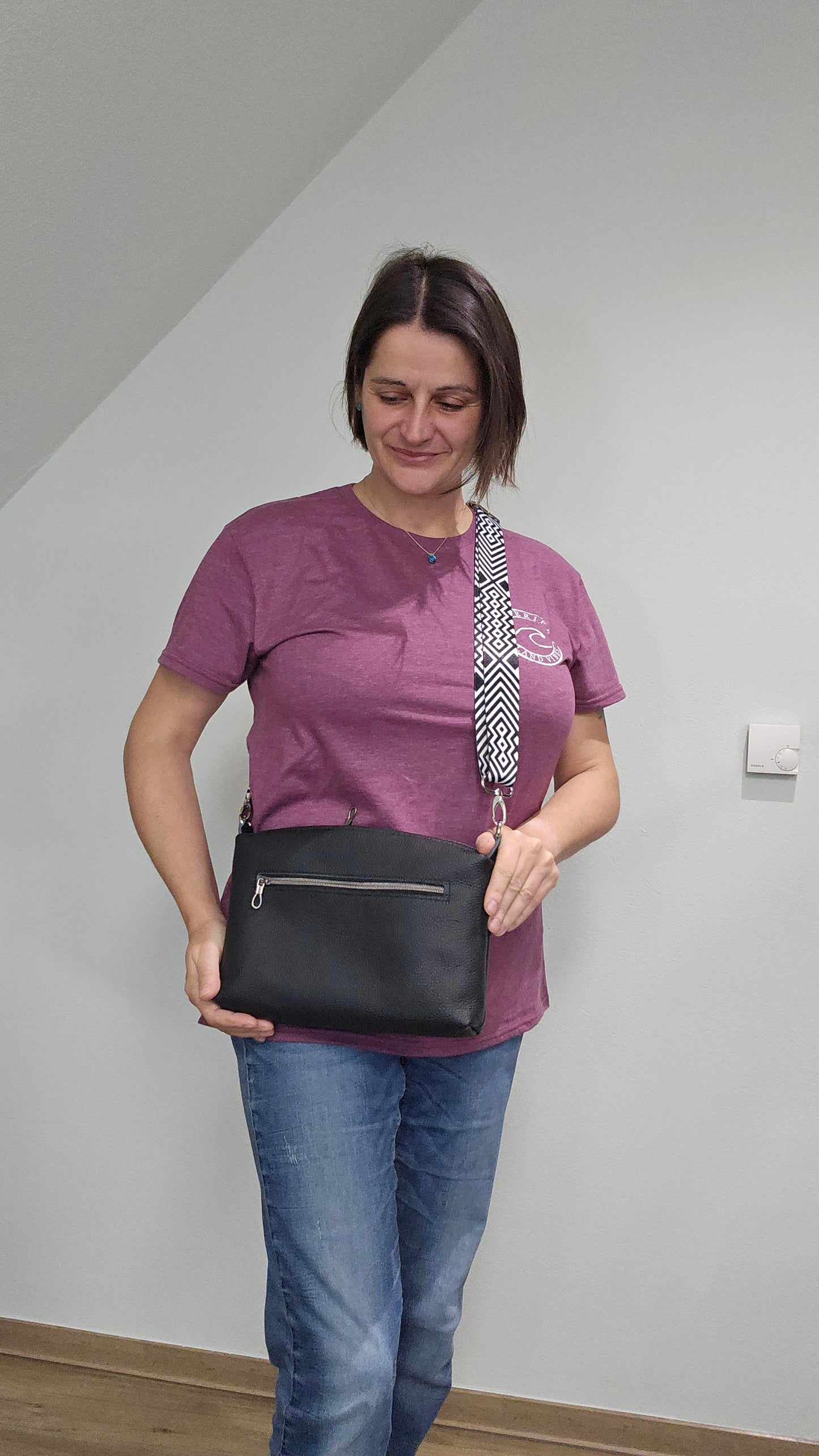 Lederhandtasche Anke in Schwarz