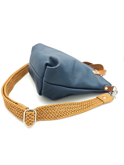 Ledertasche Karin - Blau & Cognac