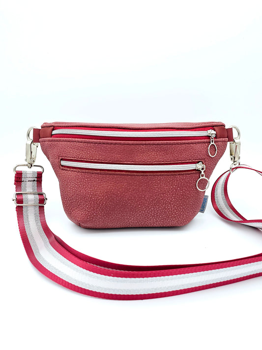 Ledertasche Clivia, nubuk rot, von vorne
