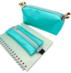 Set Stiftemäppchen & Schlampertasche in Türkis metallic