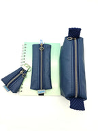 Set Stiftemäppchen & Schlampertasche & Anhänger in Dunkelblau