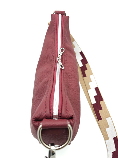 Moonbag Moni in Weinrot/bunt, Detail Reißverschluss 