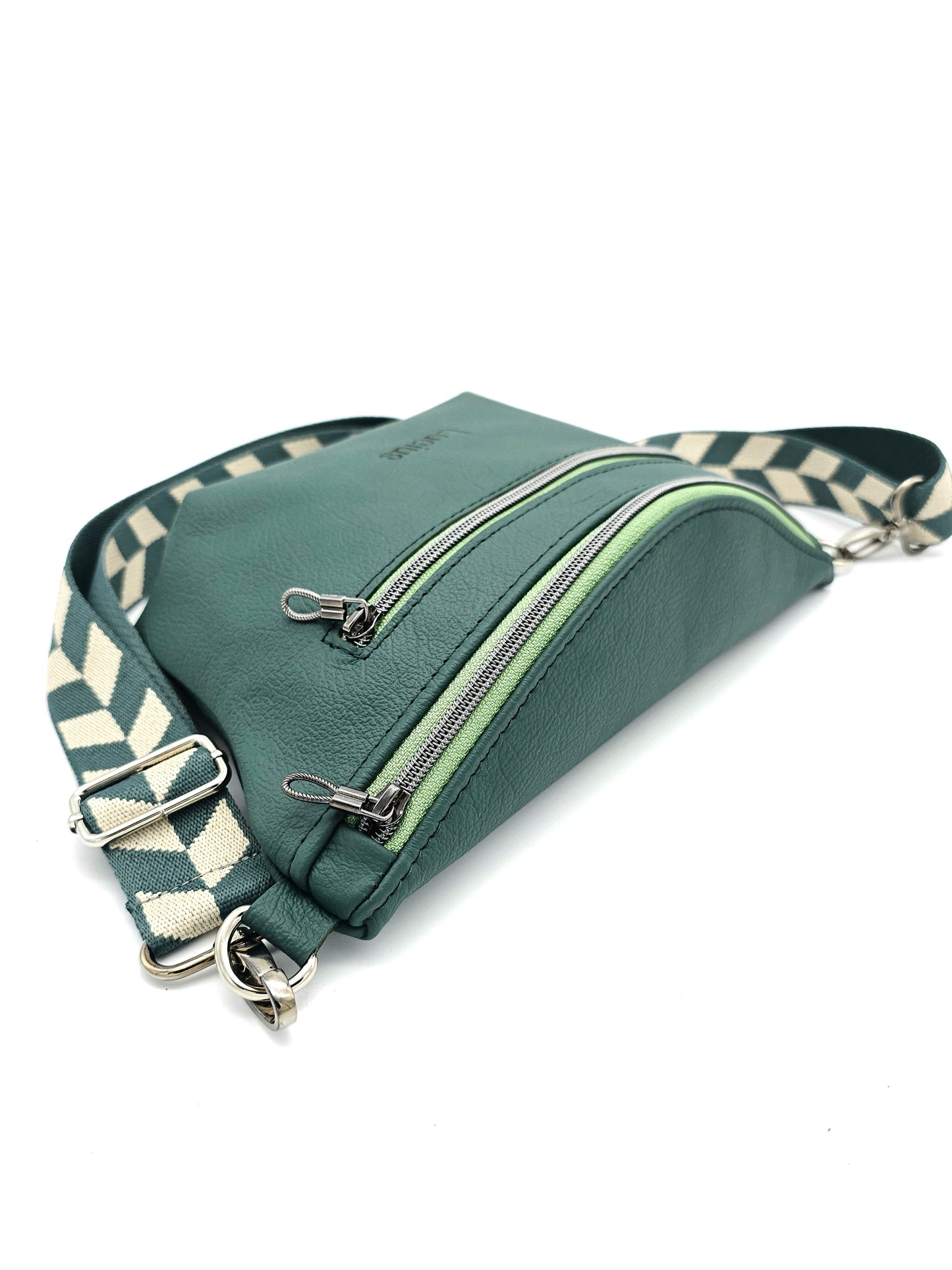 Crossbody Bag Big Clivia Dunkelgrün & schwarz metallic