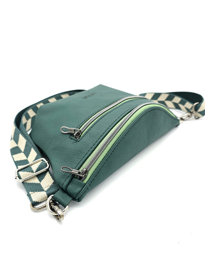 Crossbody Bag Big Clivia Dunkelgrün & schwarz metallic